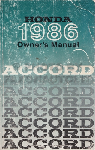 1986 Honda Accord Owner's Manual 4 Door Original