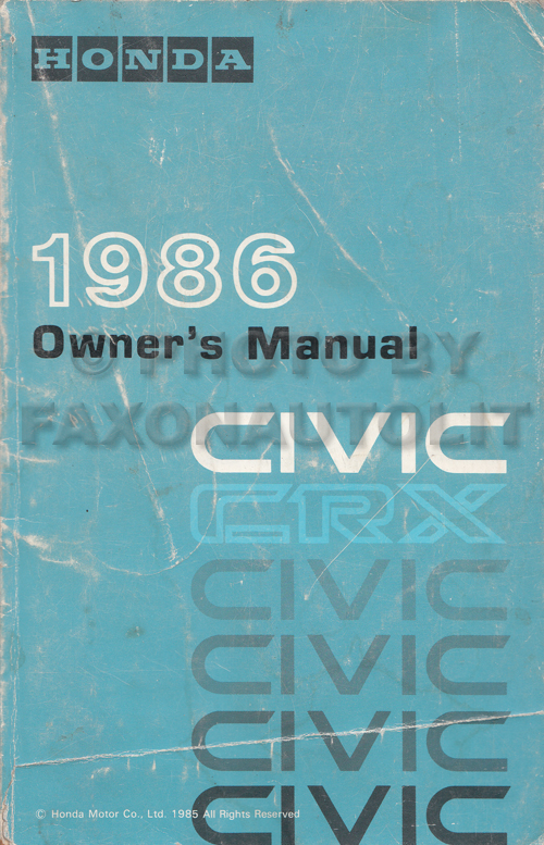 1986 Honda Civic CRX Owner's Manual Original