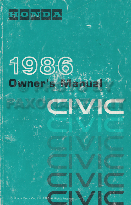 1986 Honda Civic Owner's Manual Original