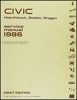 1986 Honda Civic Hatchback, Sedan, Wagon Repair Manual Original 