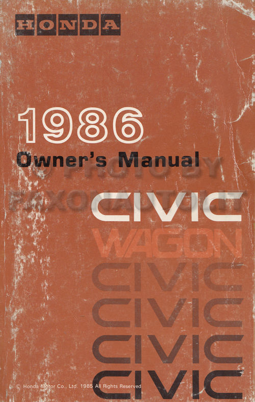 1986 Honda Civic 2WD Wagon Owner's Manual Original
