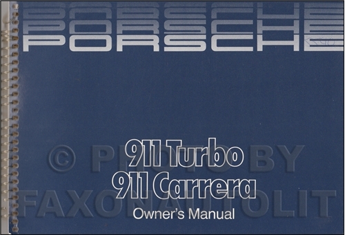 1986 Porsche 911 Owner's Manual Original