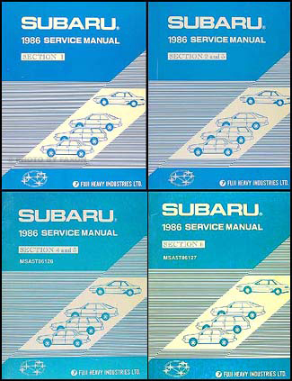 4 Volumes 1988 OEM Subaru 1800 Service Manual Set Section 1-6 