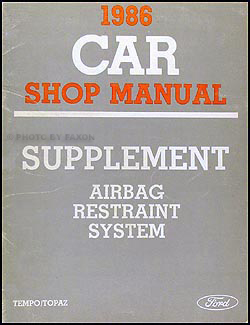 1986 Ford Tempo/Topaz Airbag Manual Supplement Original