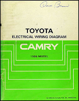 1986 Toyota Camry Wiring Diagram Manual Original