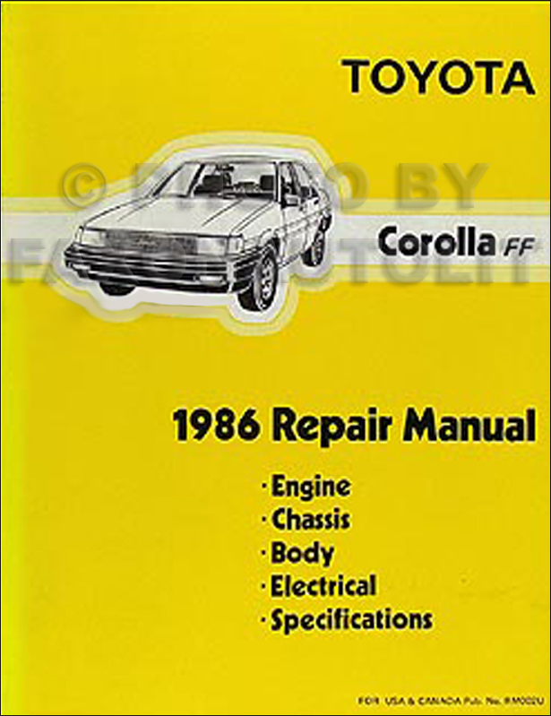 1986 Toyota Corolla FWD Repair Manual Original