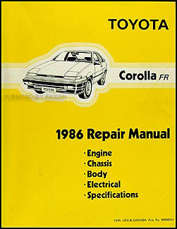 1986 Toyota Corolla RWD Repair Manual Original