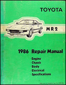 1986 Toyota MR2 Repair Manual Original 