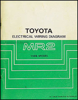 1986 Toyota MR2 Wiring Diagram Manual Original