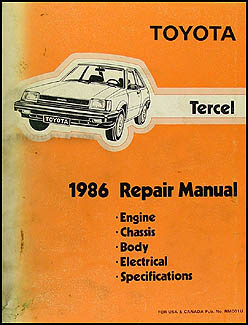 1986 Toyota Tercel Repair Manual Original