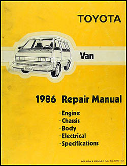 1986 Toyota Van Repair Manual Original 