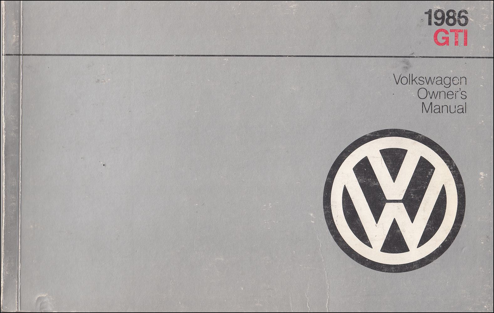1986 Volkswagen GTI Owner's Manual Original