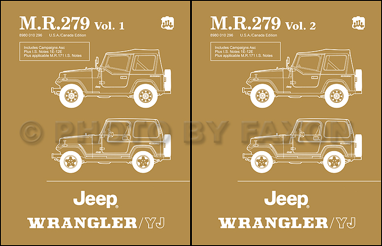 1986-1988 Jeep Wrangler/YJ Shop Manual Reprint MR 279