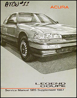 1987 Acura Legend Coupe SRS Airbag Shop Manual Original Supplement 
