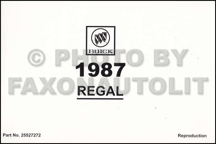 1987 Buick Regal and Grand National Owner's Manual Reprint