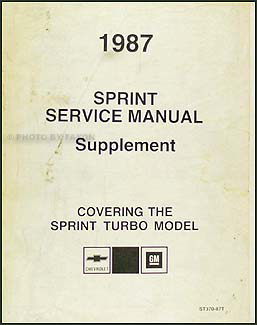 1987 Chevy Sprint Turbo Repair Shop Manual Supplement