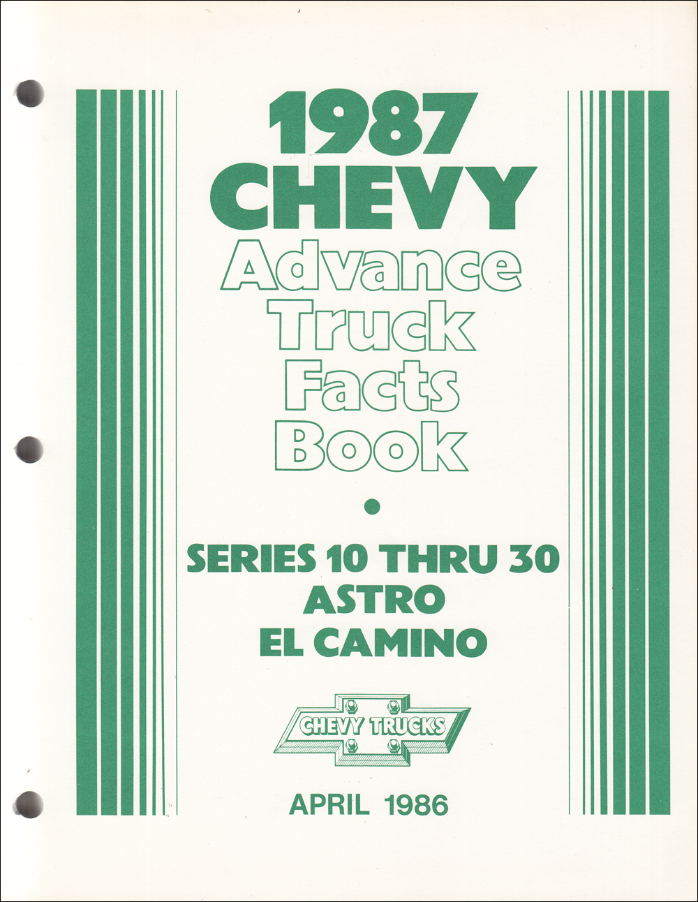 1987 Chevrolet Truck Advance Facts Book Original 