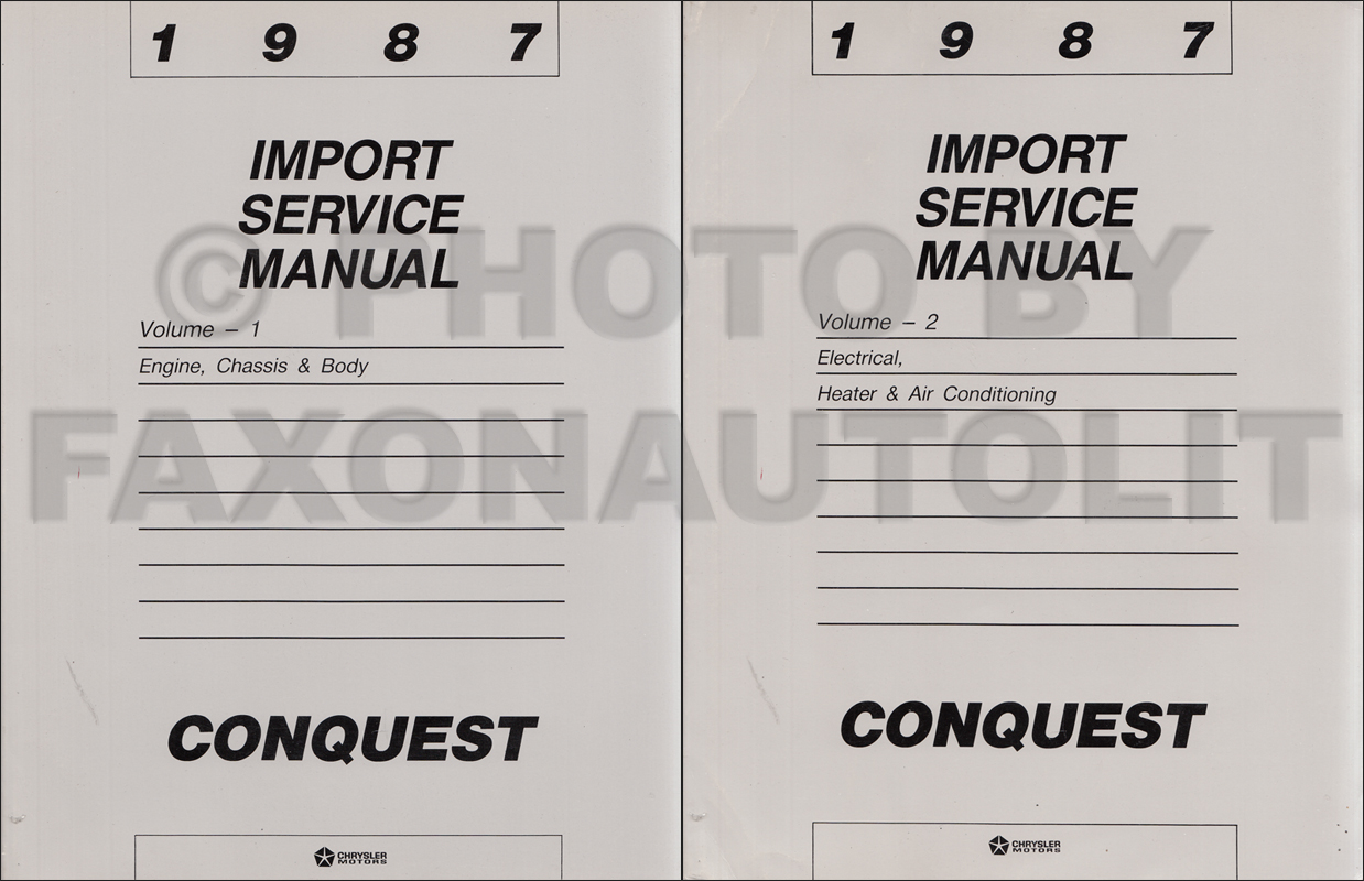 1987 Chrysler Conquest Shop Manual Original 2 Volume Set 