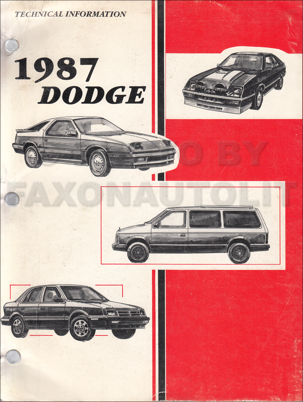 1987 Dodge Car Technical Press Information Original