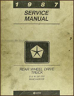 1987 Dodge Pickup Truck & Ramcharger Repair Manual Original 