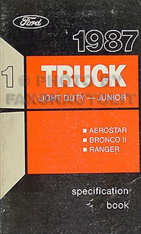 1987 Ford Service Specs Book Ranger Bronco II Aerostar