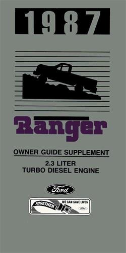 1987 Ford Ranger 2.3 Diesel Engine Owner's Manual Original Supplement