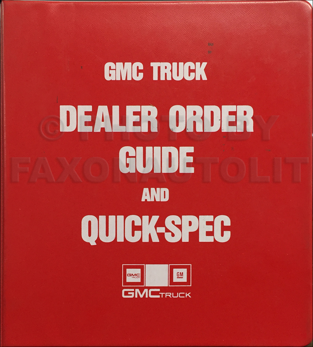 1987 GMC Light Duty Ordering Guide Original