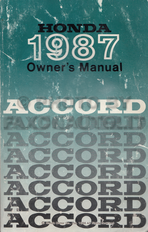 1987 Honda Accord Owner's Manual 4 Door Sedan Original
