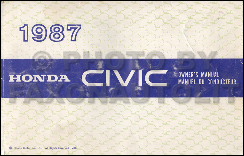 1987 Honda Civic Owner's Manual Canadian Original