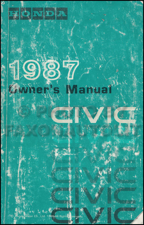1987 Honda Civic Owner's Manual Original