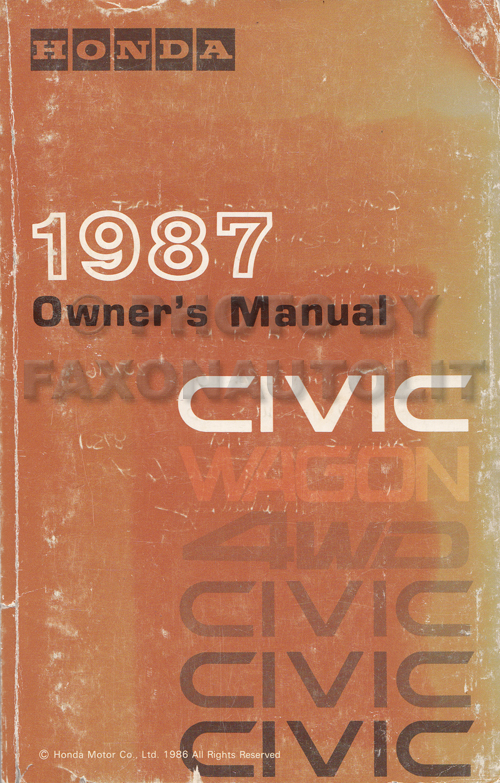 1987 Honda Civic Wagon 4WD Owner's Manual Original