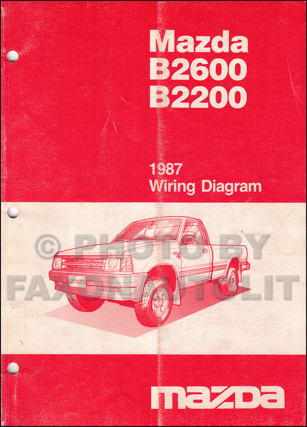 1987 Mazda B2200 B2600 Pickup Truck Wiring Diagram Manual Original