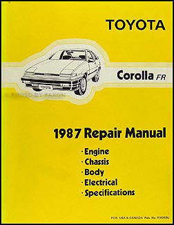 1987 Toyota Corolla RWD Repair Manual Original