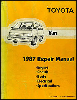 1987 Toyota Van Repair Manual Original