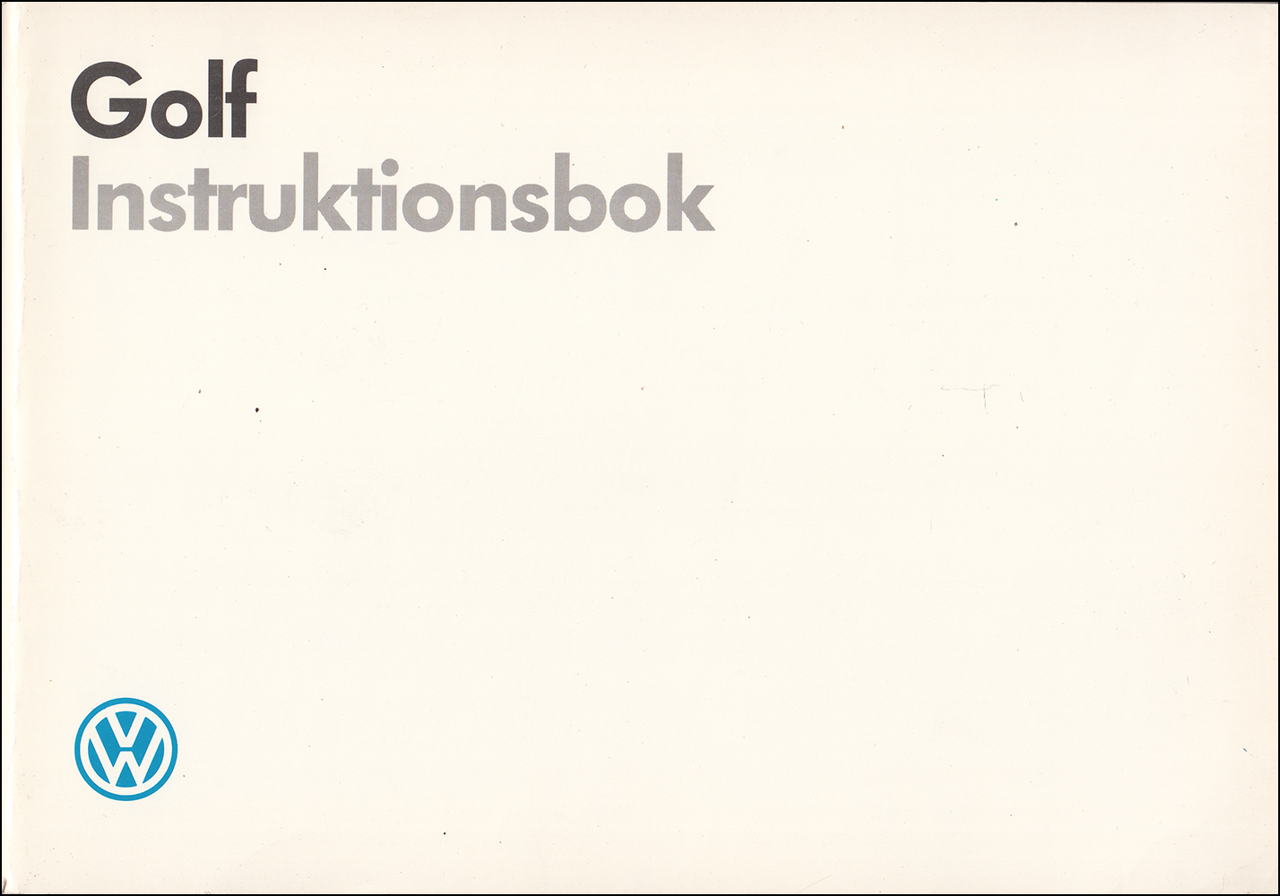 1987 Volkswagen Golf Owner's Manual SWEDISH Original