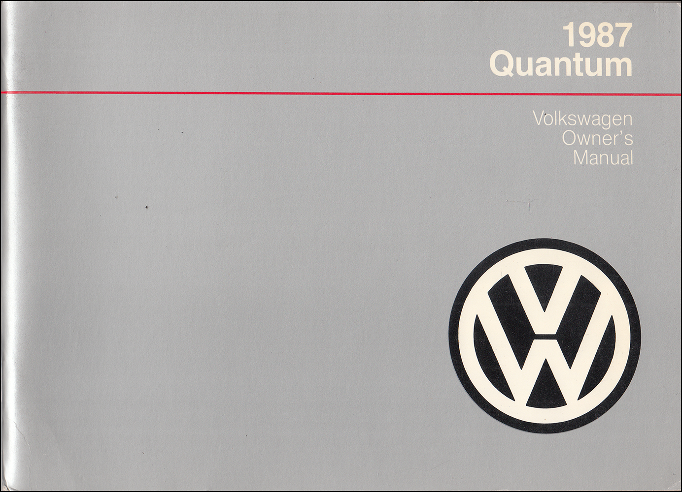1987 Volkswagen Quantum Owner's Manual Original