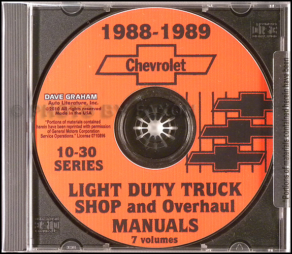 1988-1989 Chevrolet Light Duty Truck Shop and Overhaul Manuals on CD