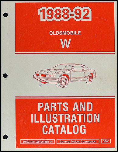 1988-1992 Oldsmobile Cutlass Supreme Parts Book Original
