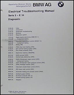 1988 BMW 5 Series Electrical Troubleshooting Manual
