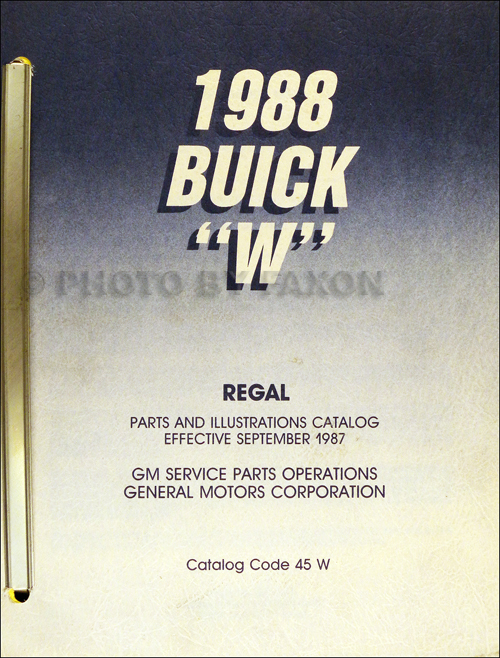 1988 Buick Regal Parts Book Original