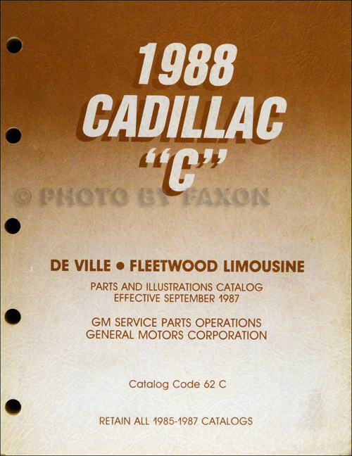 1988 Cadillac Deville and FWD Fleetwood Parts Book Original