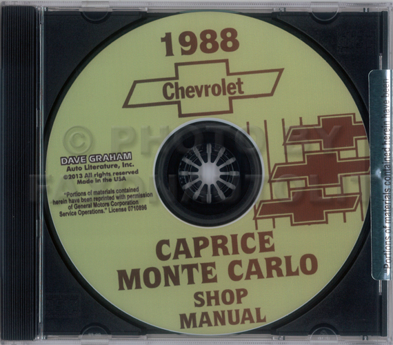 1988 Chevrolet Caprice and Monte Carlo Shop Manuals on CD