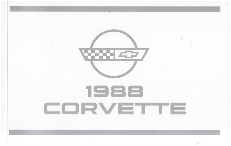 1988 Chevrolet Corvette Owner's Manual Reprint