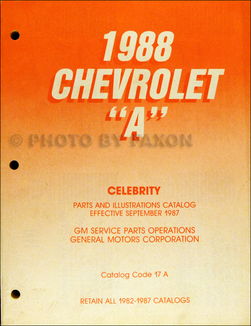 1988 only Chevrolet Celebrity Parts Book Original