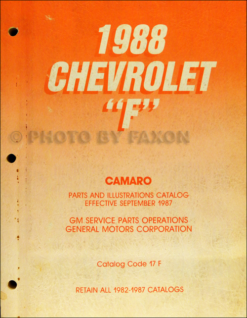 1988 Chevrolet Camaro Parts Book Original