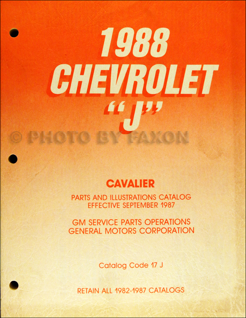 1988 only Chevrolet Cavalier Parts Book Original