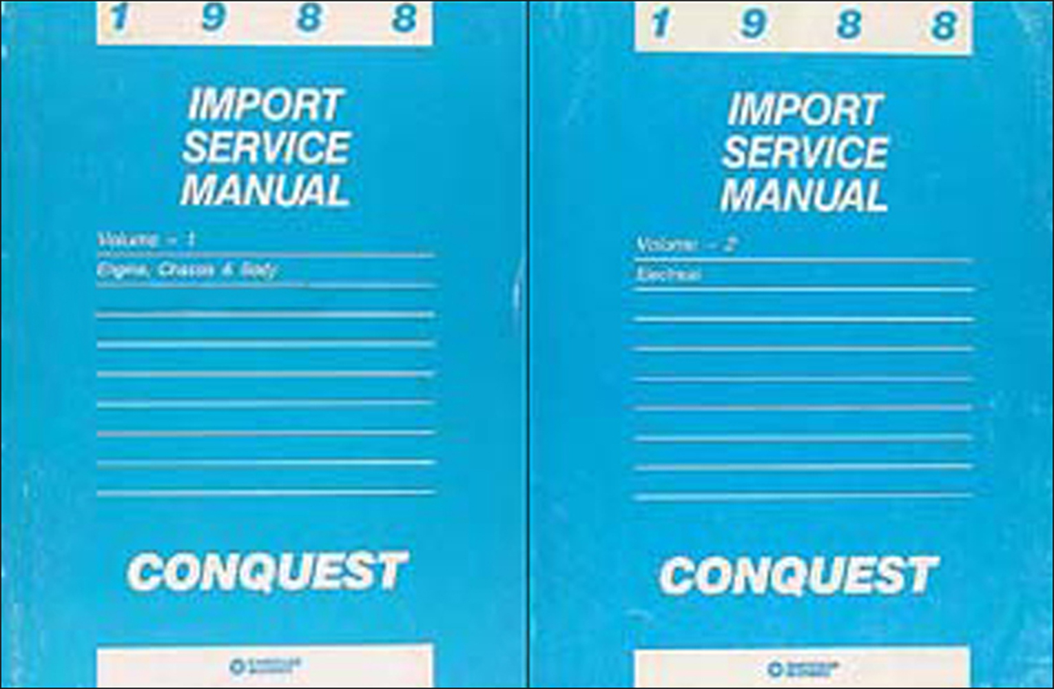 1988 Chrysler Conquest Shop Manual Original 2 Volume Set 