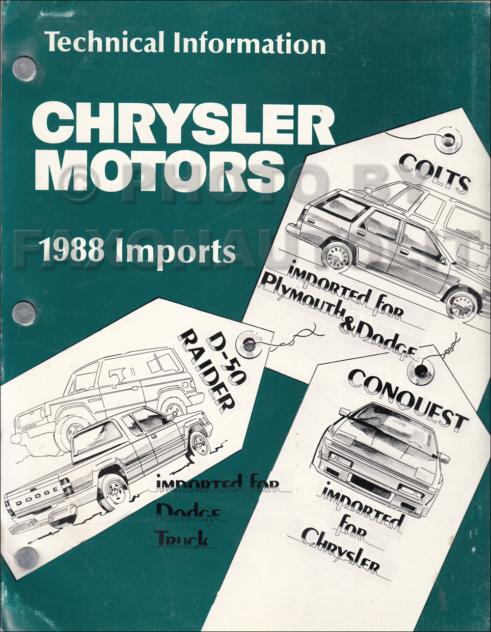 1988 MoPar Imports Technical Press Information Original