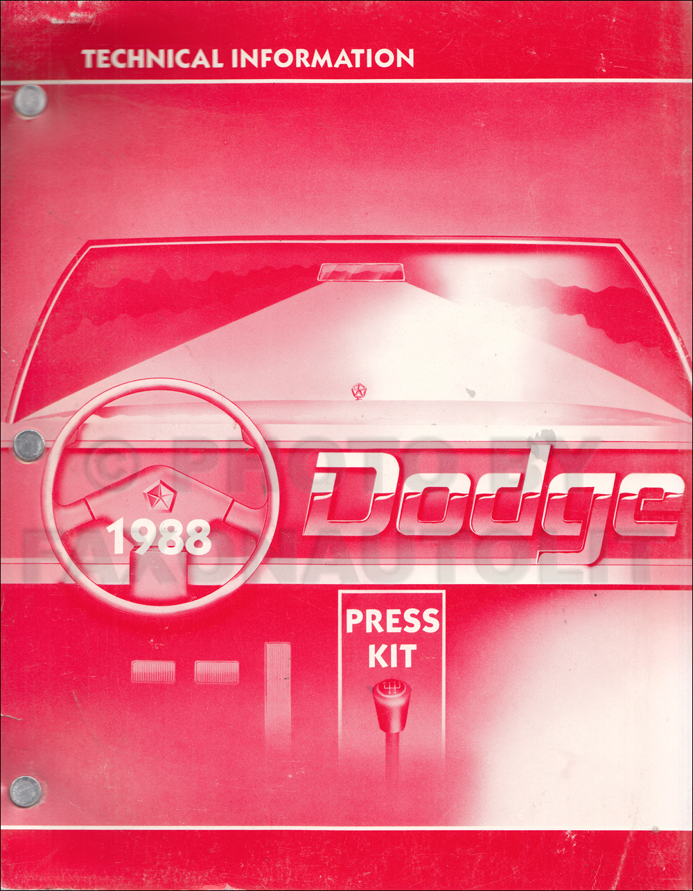 1988 Dodge Technical Press Information Original