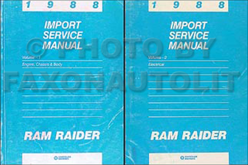 1988 Dodge Ram Raider Shop Manual Original 2 Volume Set 